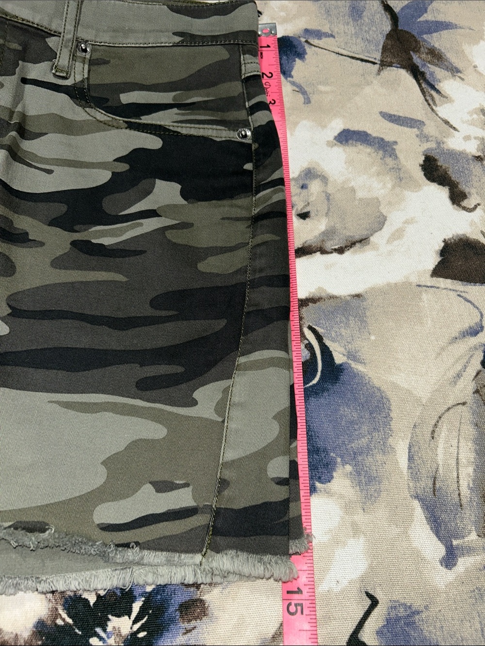 Express Olive Green Camo Denim Mini Skirt - Picture 5 of 6